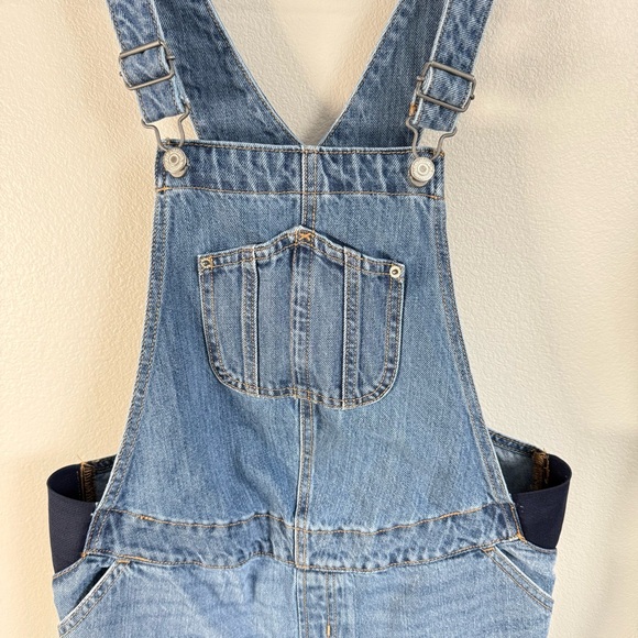 Old Navy Maternity‎ Blue Denim Overall Shorts Women's Size Small - Picture 2 of 6